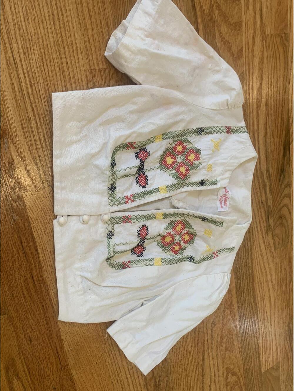 Vintage Andi Jones California Embroidered White Crop Jacket - Picture 2 of 9